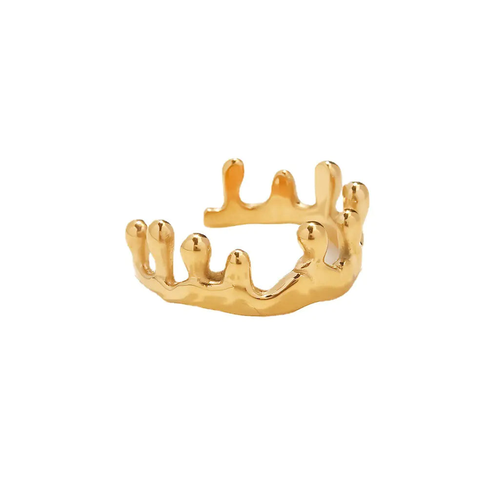 18K Gold Stainless Steel Geometric Crown Ring - Cindy's Shop