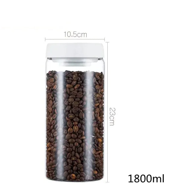 Vacuum Sealed Glass Storage Jar Set - Cindy's Shop