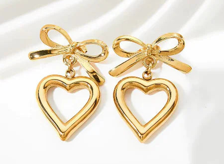 925 Silver Mini Heart Earrings with Red Zirconia - Cindy's Shop