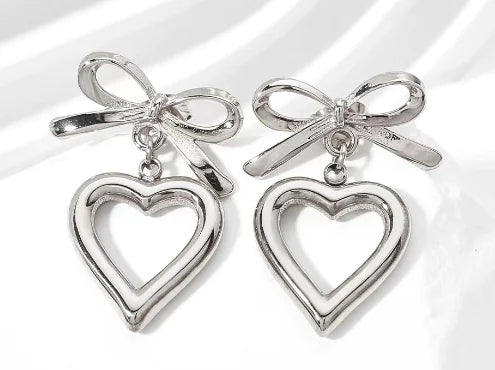 925 Silver Mini Heart Earrings with Red Zirconia - Cindy's Shop