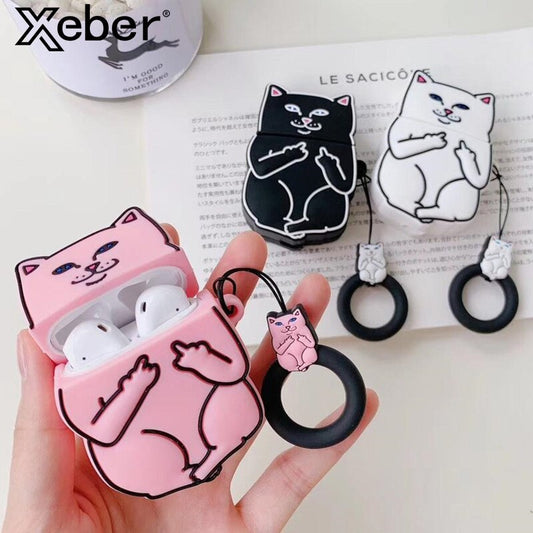 Cartoon Cat AirPods Case - Cindy's Shop
